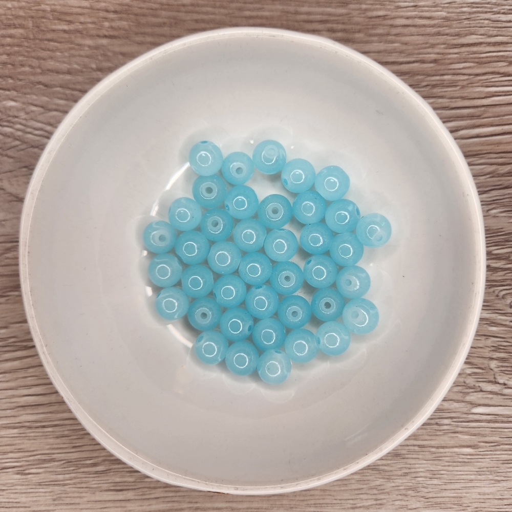 Blue Glass Beads 8mm Round 40 Bead Count #63